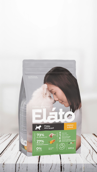 Сухой корм для щенков мелких пород холистик Elato с курицей и уткой ...