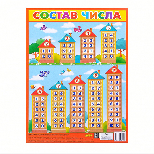 Плакат Состав числа, 20 x 14.5 см - купить с доставкой по выгодным ...