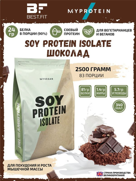 Соевый протеин изолят Myprotein Soy Protein Isolate, 2500г (Шоколад ...