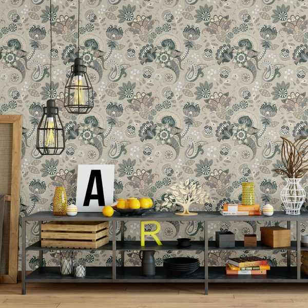 Бежевые обои с турецкими огурцами decoracion #7121003, 300х280см ...