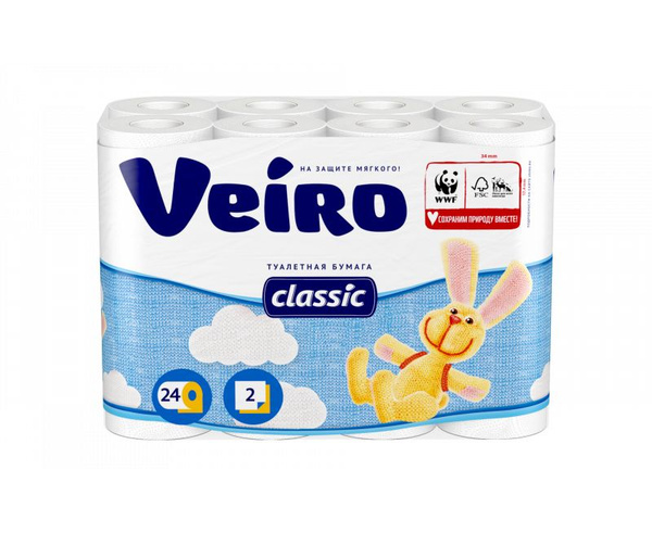 Veiro Бумага туалетная Linia Classic, 2 слоя, белая, 24 рулона/ купить ...