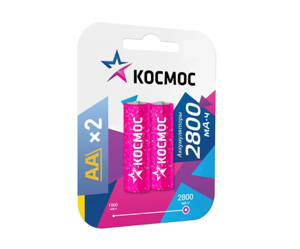 Аккумуляторы КОСМОС АА R6 NI-MN 2800 mAh упаковка 2 шт. - купить с ...
