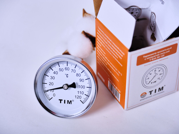 Термометр с гильзой 1/2" (0-120 С), TIM, арт. Y-63A-50-120 - купить по ...