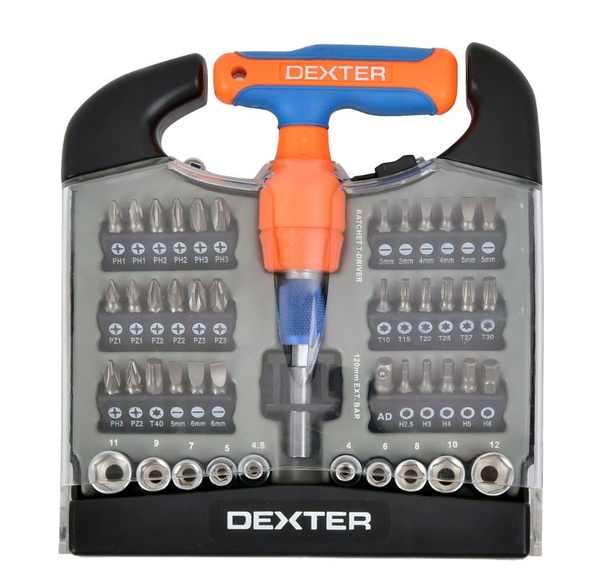 Отвёртка с набором насадок Dexter 48 предметов/инструмент/набор ...