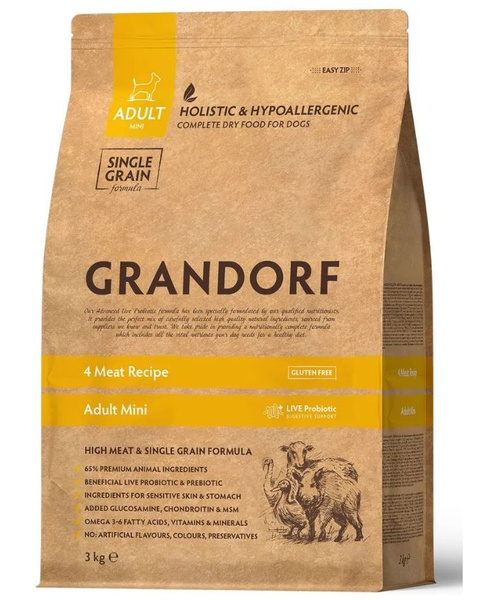Grandorf Корм для собак мелких пород 4 мяса, 3 кг - купить с доставкой ...