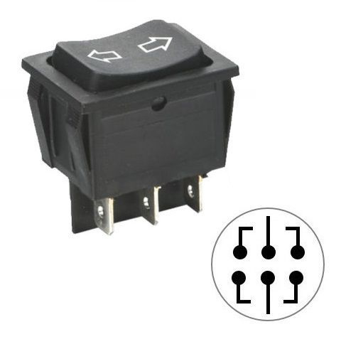Выключатель клавишный RS-223-4C 6PIN (ON)-OFF-(ON), черный, без ...