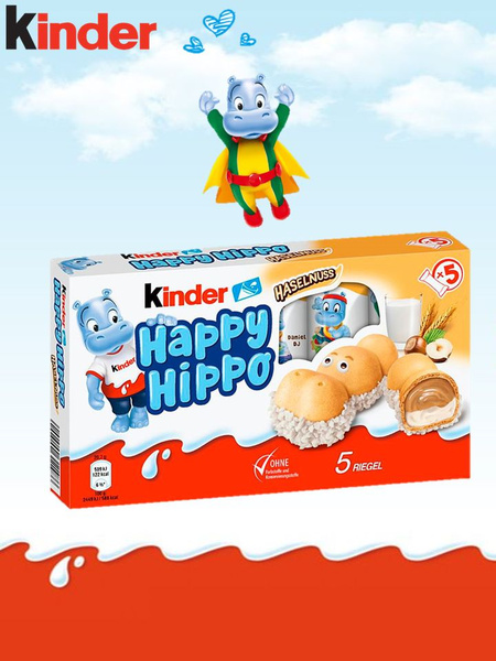 Батончики Киндер Хэппи Хиппо орех/ Kinder Happy Hippo Hazelnut 103 гр ...