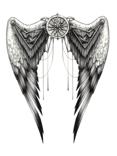 Временная переводная татуировка «Крылья и щит» - или неоновая светящаяся тату