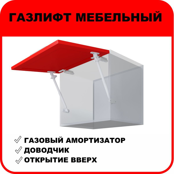 Газлифт мебельный GL106W/100/3 с доводчиком, газовый амортизатор с ...