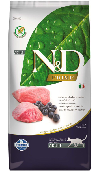 FARMINA CAT N&D PRIME LAMB & BLUEBERRY беззерновой для взрослых кошек с ...