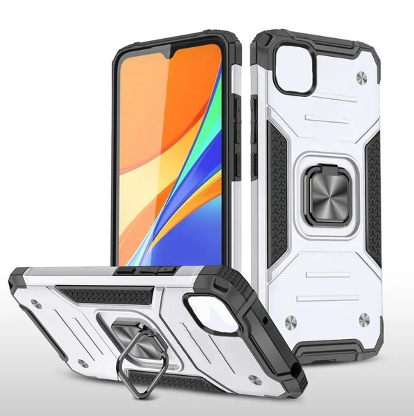 Противоударный чехол для Realme С11 (2020) серебристый с пластиной для ...