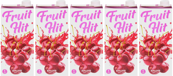 Сок Fruit Hit вишневый стерилизованный 1 л, комплект: 5 упаковок по ...