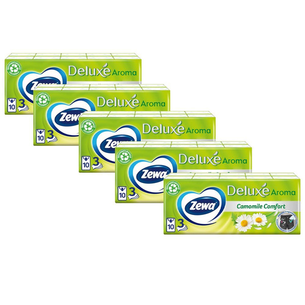 Платочки бумажные носовые Zewa Deluxe зева Ромашка, 5 пачек - купить с ...