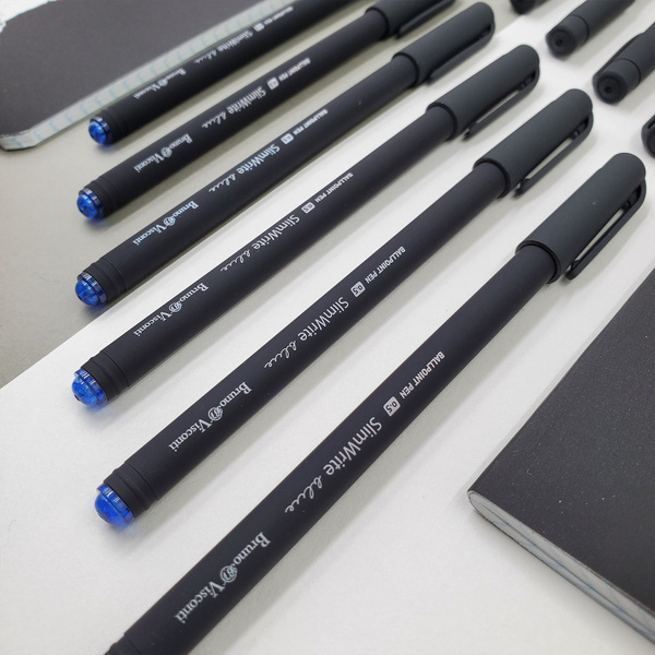 Набор ручек шариковых синих BrunoVisconti "SlimWrite. BLACK" 0.5 мм, 5 ...