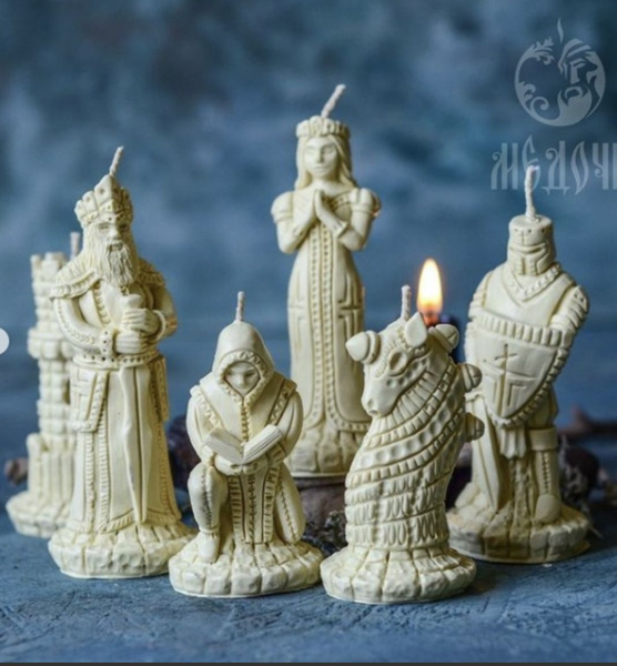 Силиконовая форма для изготовления свечей, " Шахматные фигурки", молд ...
