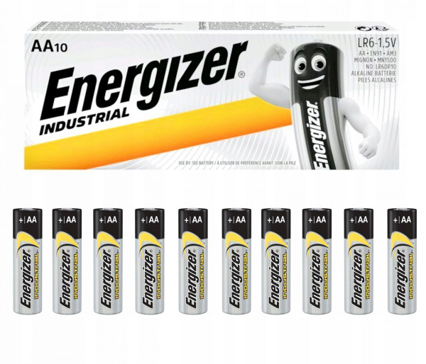 Батарейки Energizer Industrial AA LR6 E91, 1.5 В, в боксе 10 шт ...