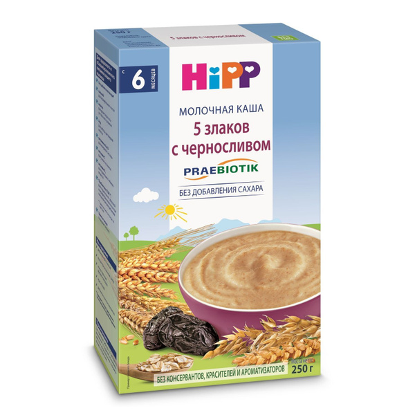 Каша мультизлаковая детская Hipp с 6 месяцев, 5 злаков с черносливом ...