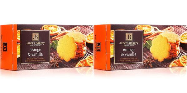 Janets Bakery печенье итальянское ваниль,апельсин 130 гр., 2уп ...