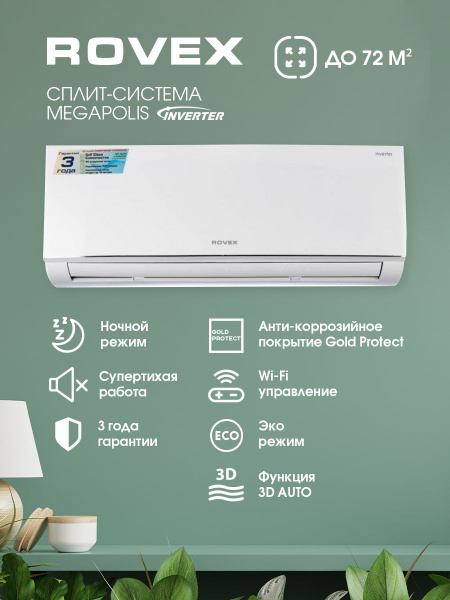 Сплит-система Rovex RS-24CBS4 Megapolis Inverter настенный кондиционер ...