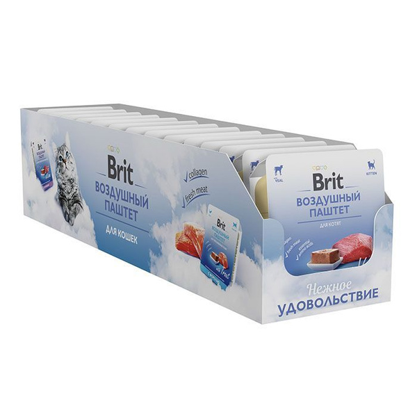 Влажный корм Brit Premium, воздушный паштет для котят, Телятина ...