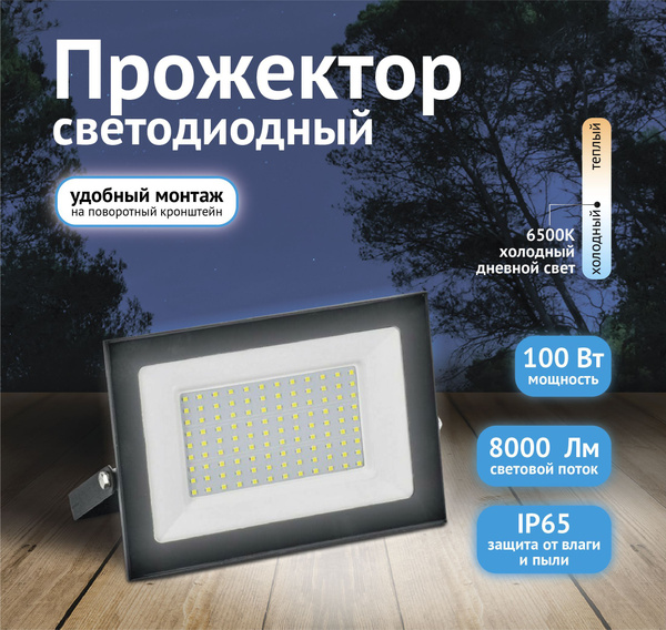 Прожектор IEK, светодиодный уличный GENERICA 6500К IP65_Черный 6500 К ...