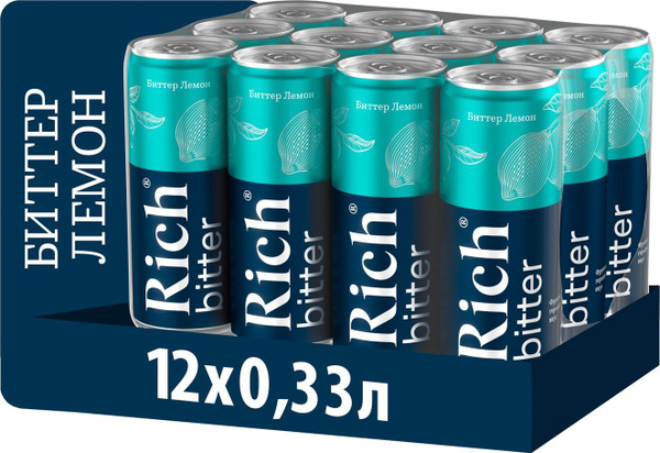 Газированный напиток Rich Bitter Lemon 0,33л.*12шт. Лимон Рич биттер ...