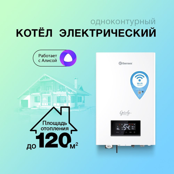 Электрический котел Thermex 1.2 кВт Grizzly 5-12 Wi-Fi_белый - купить ...
