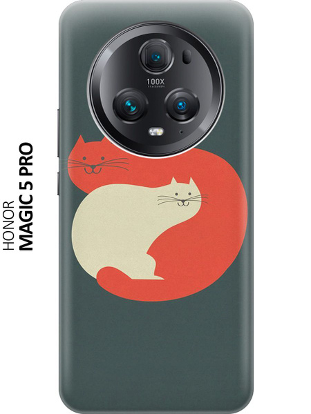 Силиконовый чехол Два котика на Honor Magic5 pro / Хонор Мэджик 5 Про ...