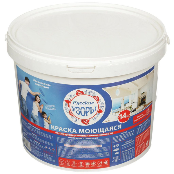 Краска воднодисперсионная, Русские узоры, полиакриловая, универсальная ...