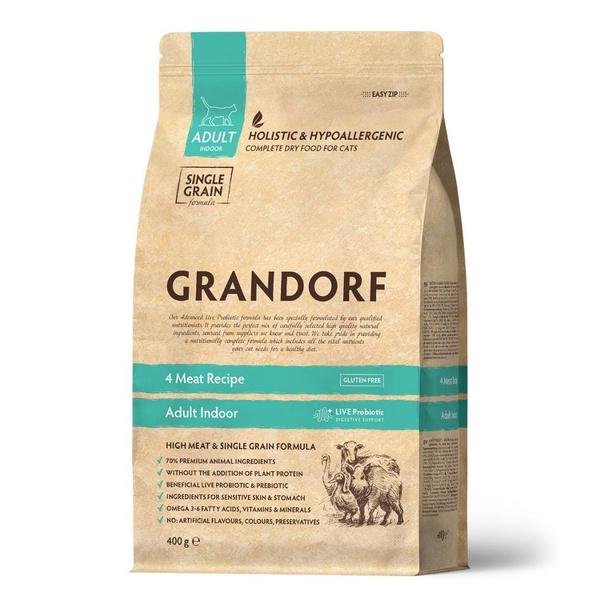 Сухой корм GRANDORF CAT 4 Meat Probiotic INDOOR 4 мяса с пробиотиками ...