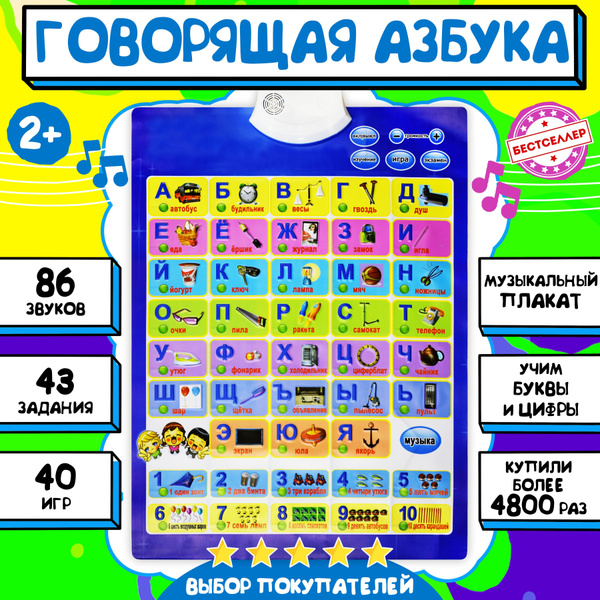 Алфавит плакат говорящий, Говорящая азбука для малышей и дошкольников ...