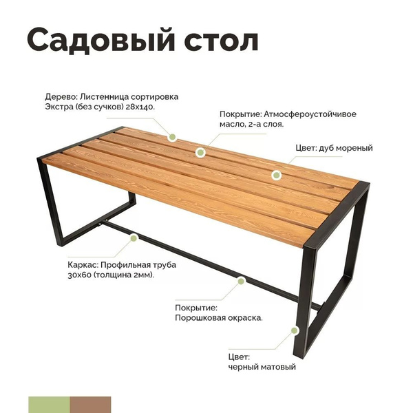 Садовый стол 200х70 см, Мебель со смыслом - купить по низким ценам в ...