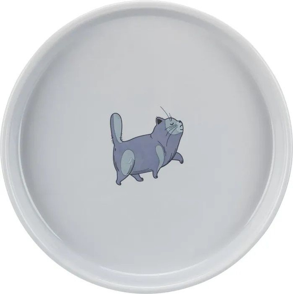 Миска Trixie для кошек керамич. плоская и широкая серая, 0,6 л/23 см ...