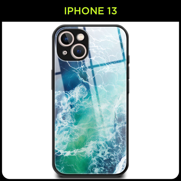 Стеклянный чехол на Apple iPhone 13 / Айфон 13 с принтом "Изумрудный ...