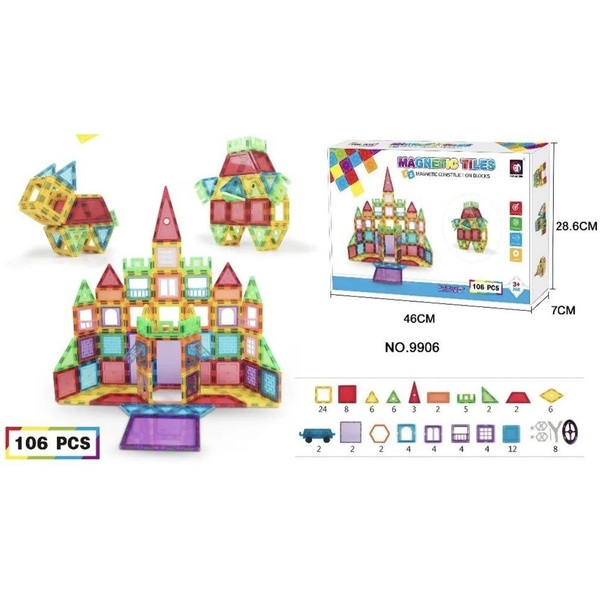 Магнитный конструктор на 106 деталей MAGNETIC TILES - купить с ...