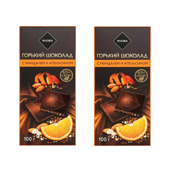 RIOBA Шоколад горький миндаль, цукаты, апельсин, 2 уп по 100г - купить ...