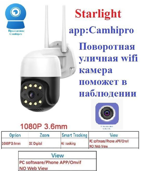 Камера видеонаблюдения Starlight Видеокамера WiFi Mini PTZ Camera 2Mp ...