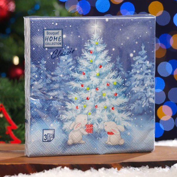 Салфетки бумажные Home Classic - В новогоднюю ночь, 3 слоя, 33х33 см ...