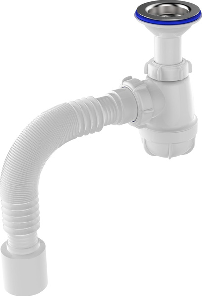 Сифон для кухни малый Aquant 1 1/2"х40 с удлинённой горловиной с гибкой ...