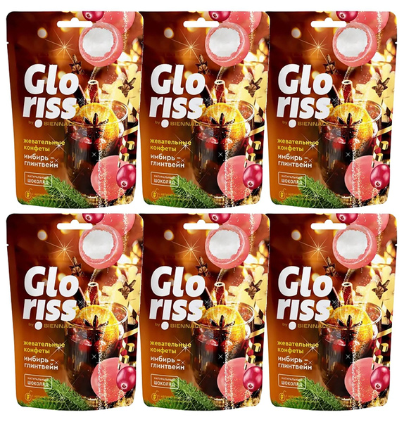 Жевательные конфеты Gloriss Jefrutto имбирь-глинтвейн, 75г х 6шт ...