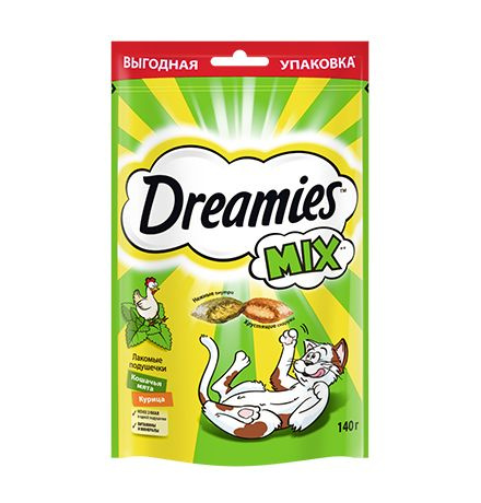 Dreamies Mix / Лакомство Дримис для кошек Подушечки Курица Кошачья мята ...