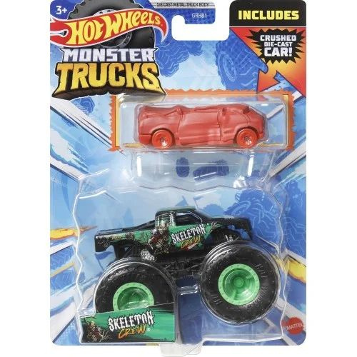 Машинка Hot Wheels Monster Trucks Skeleton Crew 1:64 плюс машинка HKM11 ...
