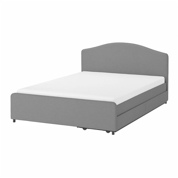 Двуспальная кровать Кровать Хауга ИКЕА с обивкой с 2 ящиками 160x200 ...