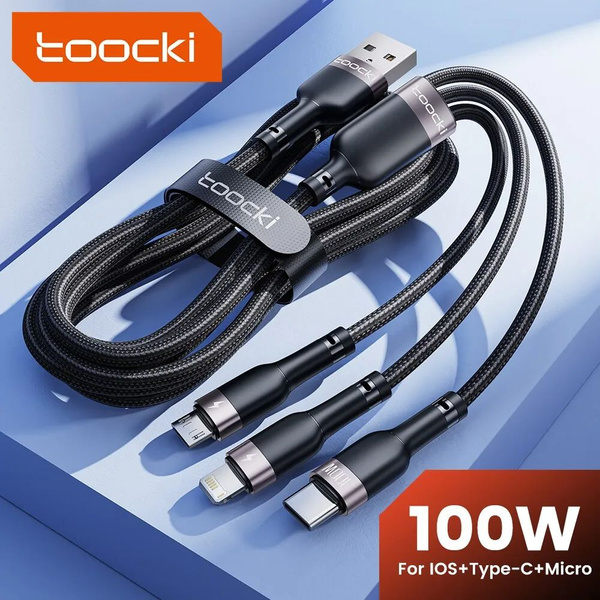 Кабель USB Type-C, microUSB toocki Кабель для зарядки 3-в-1, разъем USB ...
