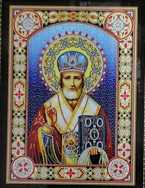Алмазная мозаика Алмазная живопись "Икона Николай Чудотворец" 30х40см ...