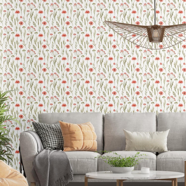Бело-красные обои с маками decoracion 7212501 - купить по выгодной цене ...