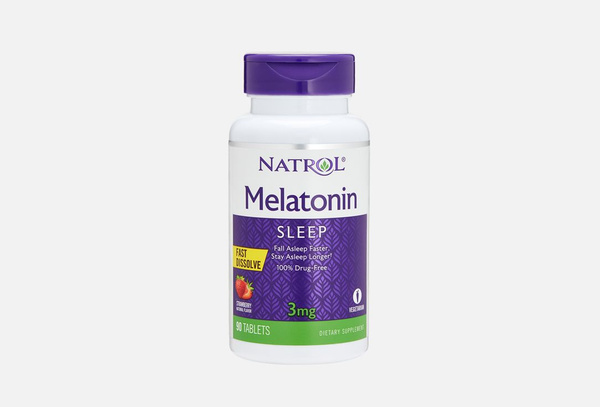 Мелатонин со вкусом клубники NATROL 3 мг в быстрорастворимых таблетках ...