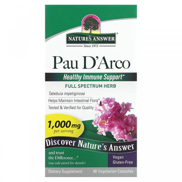 Nature's Answer, Pau D'Arco, Кора муравьиного дерева, 1000 мг, 90 ...