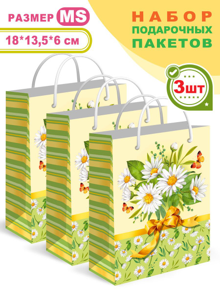 Набор бумажных подарочных пакетов для упаковки праздничного подарка ...
