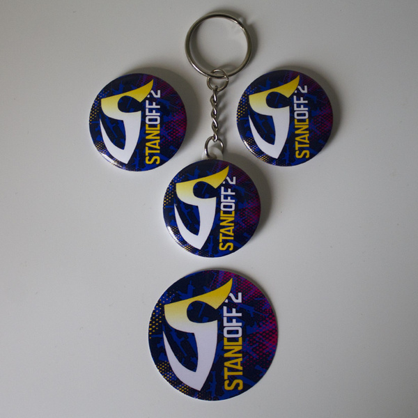 Набор значок магнит брелок ламинированная наклейка стикер Standoff 2 ...